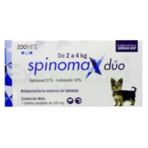 ANTIPULGAS SPINOMAX DUO X 2 A 4  kg CAJA X 1 TABLETA