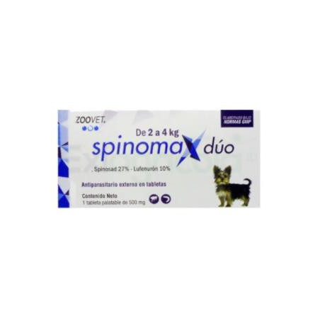ANTIPULGAS SPINOMAX DUO X 2 A 4  kg CAJA X 1 TABLETA