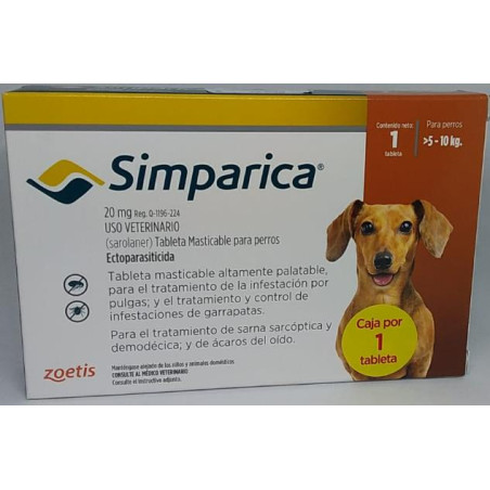 SIMPARICA 20 Mg 5-10 k X TABLETA