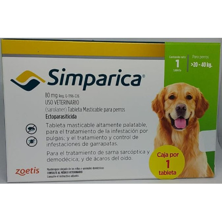 SIMPARICA 80 Mg 20-40 kg X CAJA