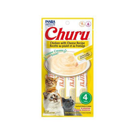 CHURU CAT SNACK POLLO Y QUESO X4  56gr