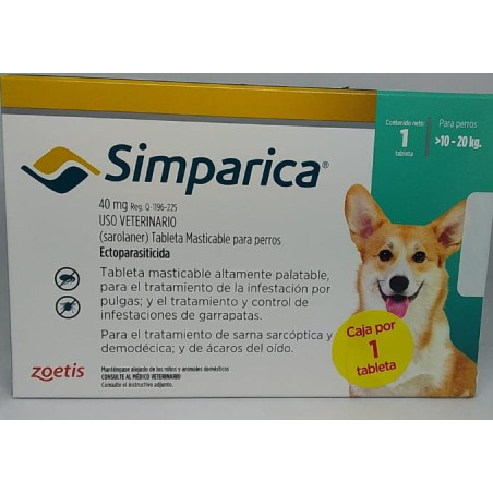 SIMPARICA 40 Mg 10-20 kg X CAJA