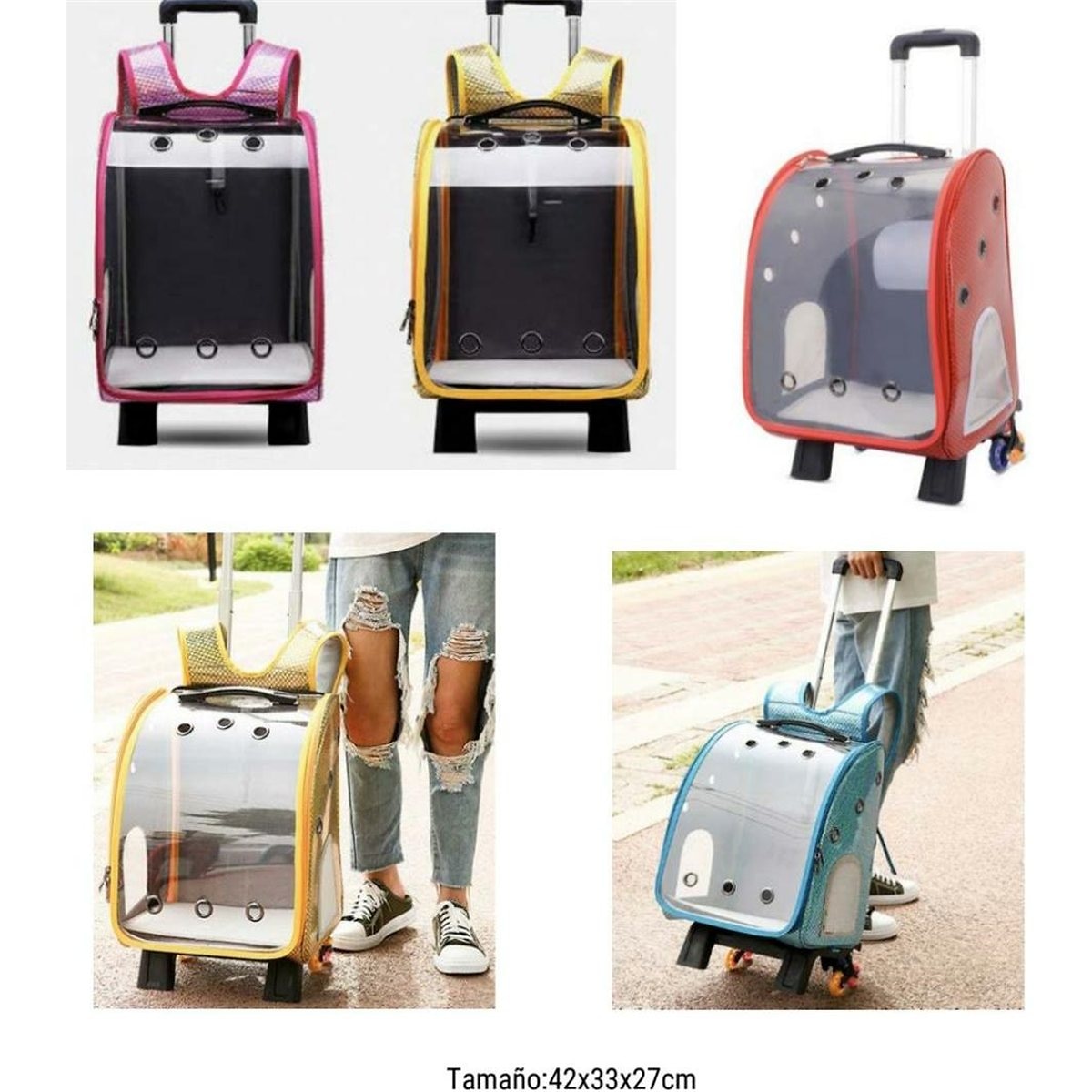 MORRAL TRANSPARENTE SIRENA CON RUEDAS