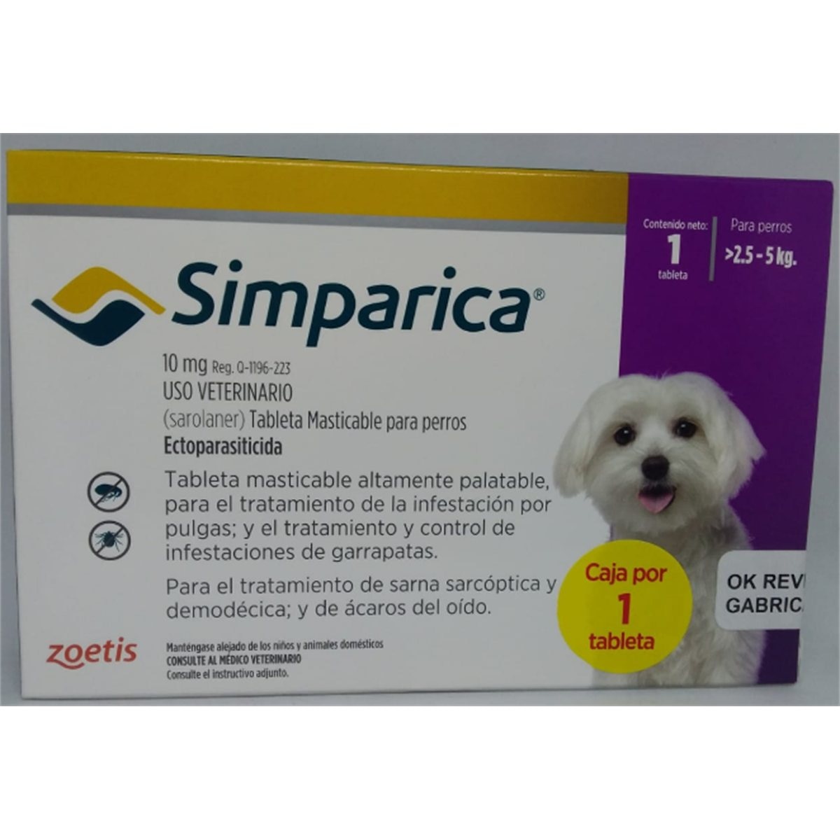 SIMPARICA 10 Mg 2.5-5k * CAJA