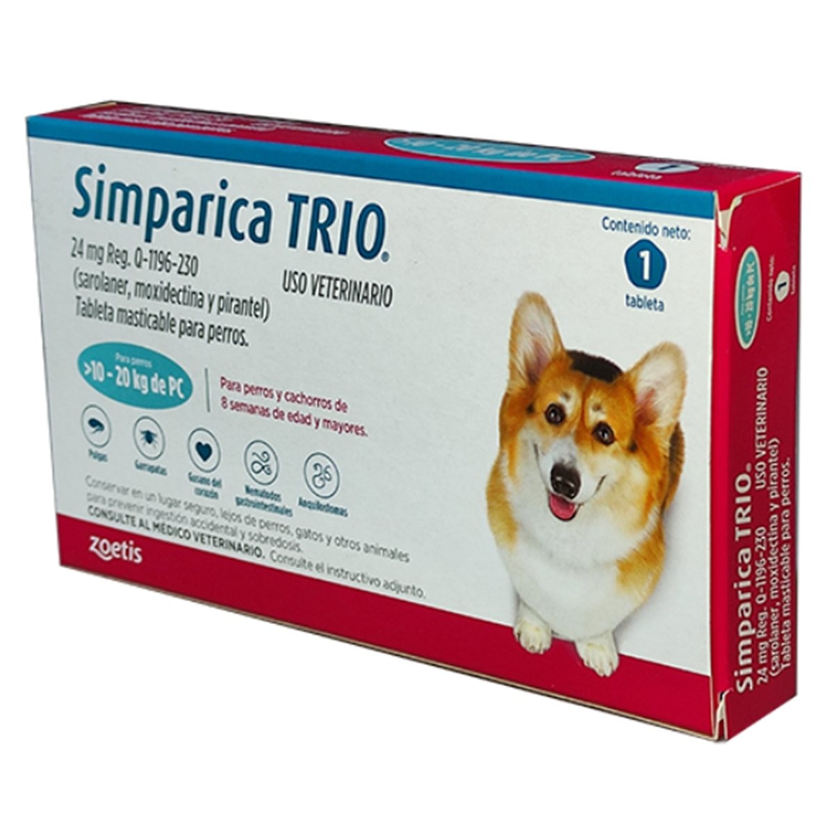 SIMPARICA TRIO 24 Mg 10-20 kg *1 TABLETA