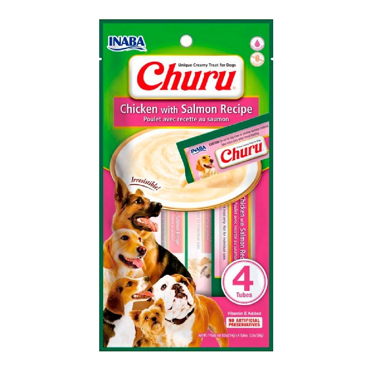 CHURU DOG POLLO Y SALMON X4 TUBOS DE 56g
