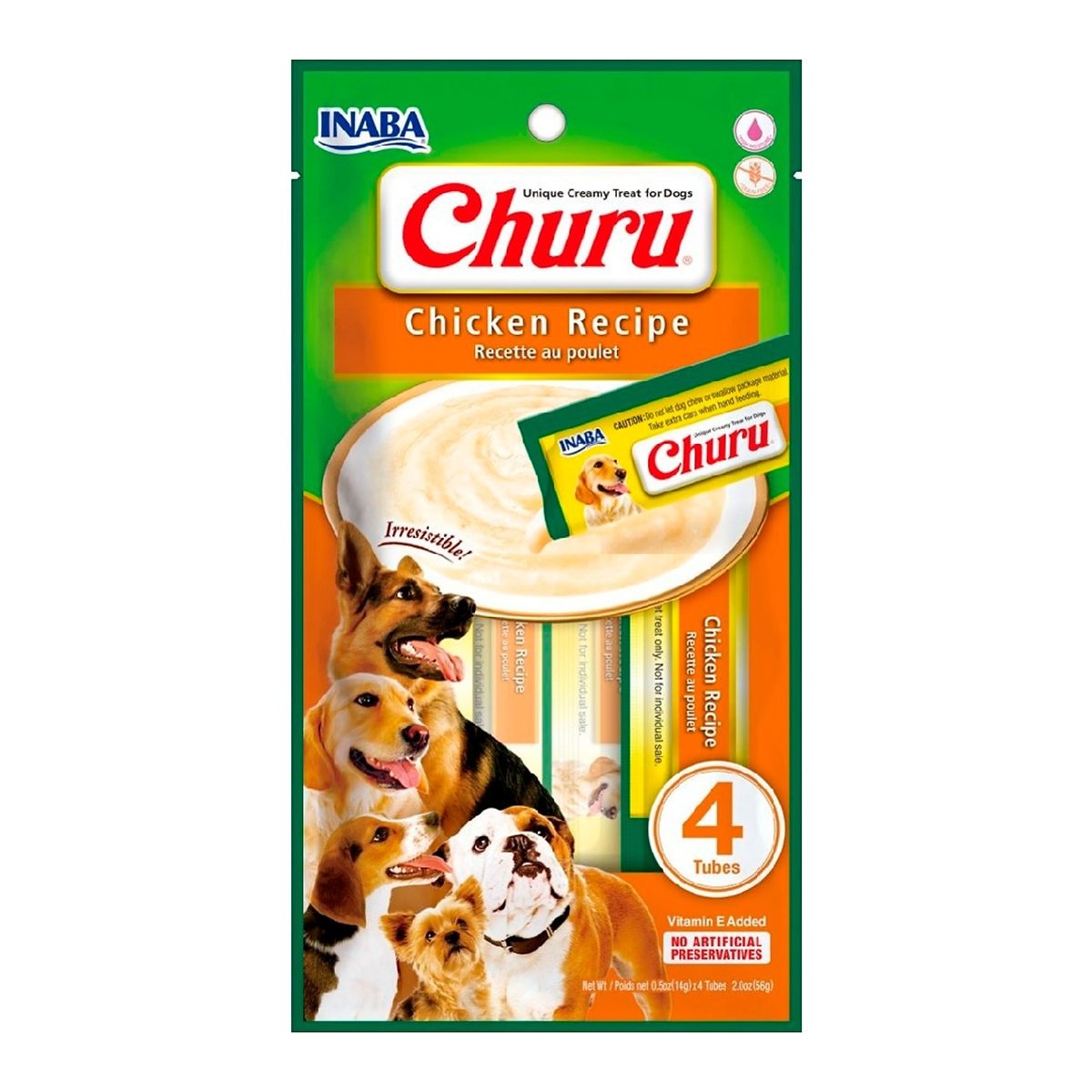 CHURU DOG POLLO Y SALMON X4 TUBOS DE 56g