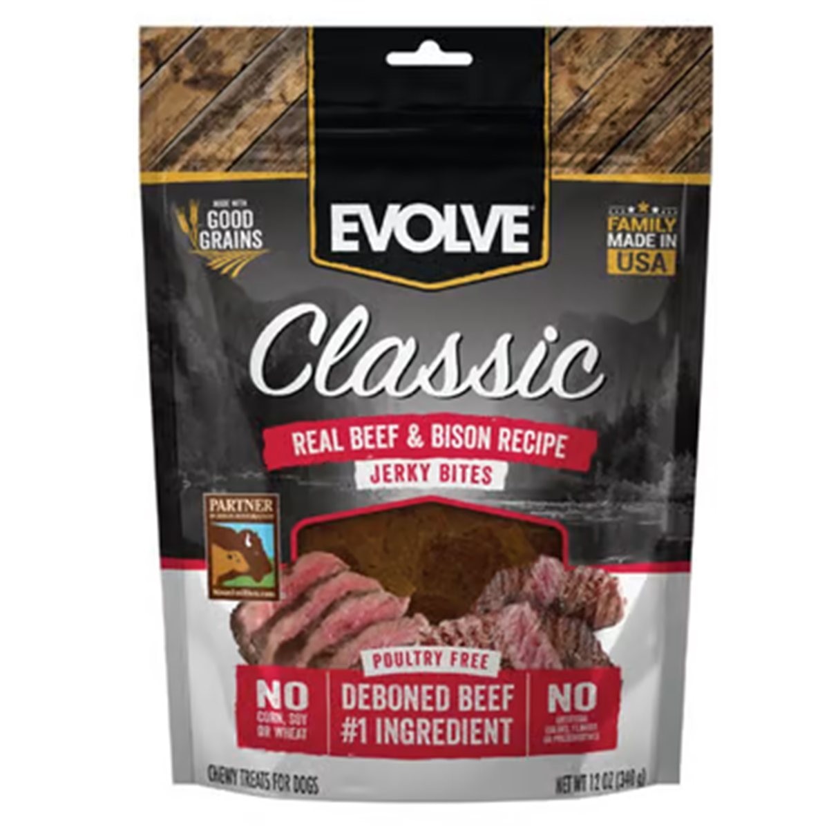 EVOLVE DOG SNACK JERKY BEEF&BISON * 340g