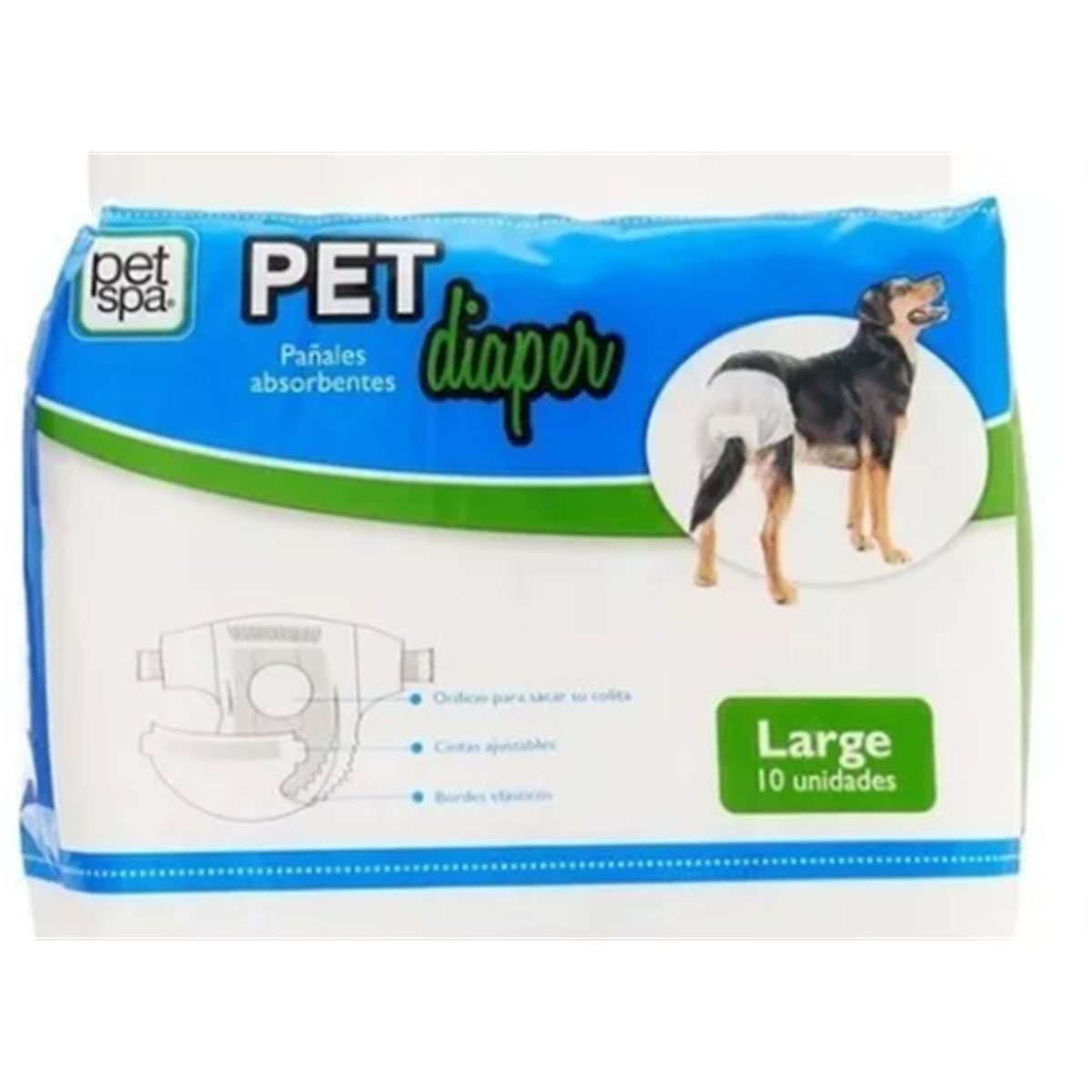 PAÑAL PET DIAPER T L * 10 UND