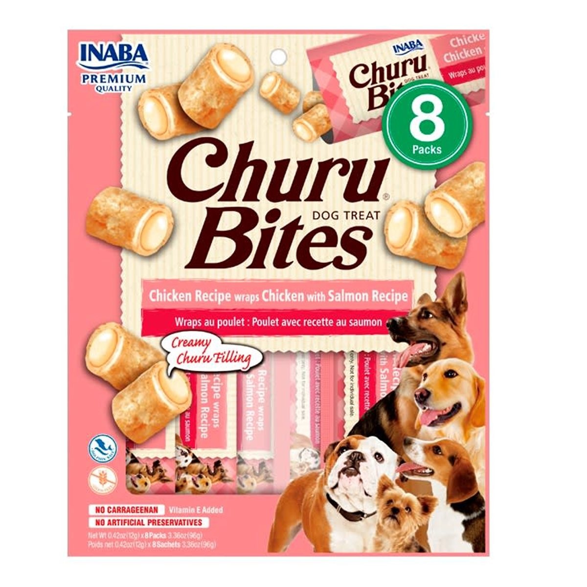CHURU BITES SNACK DOG POLLO SALMON 8UND