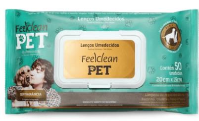 PAÑITOS HUMEDOS FEELCLEAN PET X 50 UND