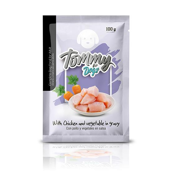 POUCH TOMMY DOG POLLO VEGETALE X 100 gr